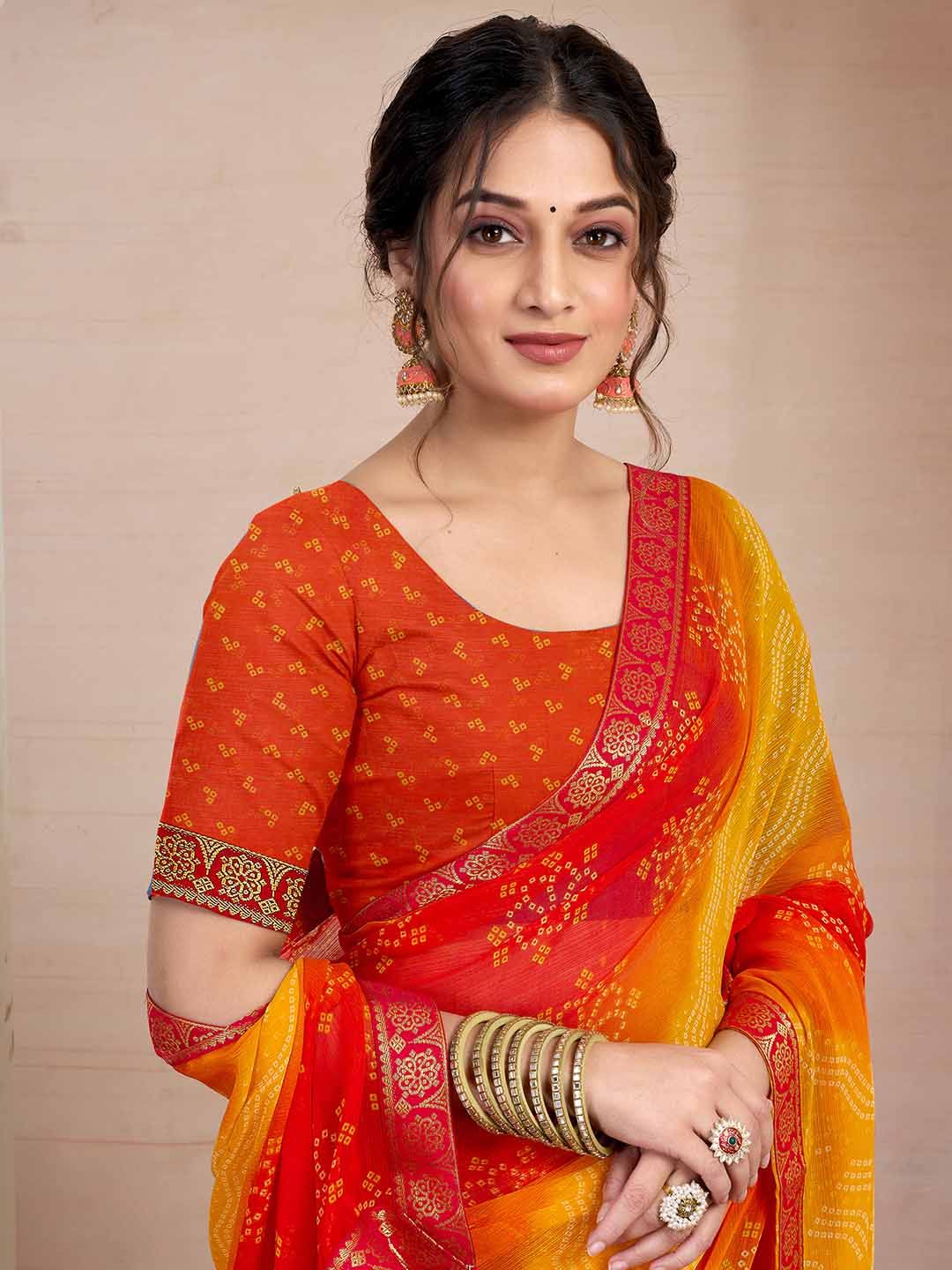 Bandhani Pure Chiffon Saree