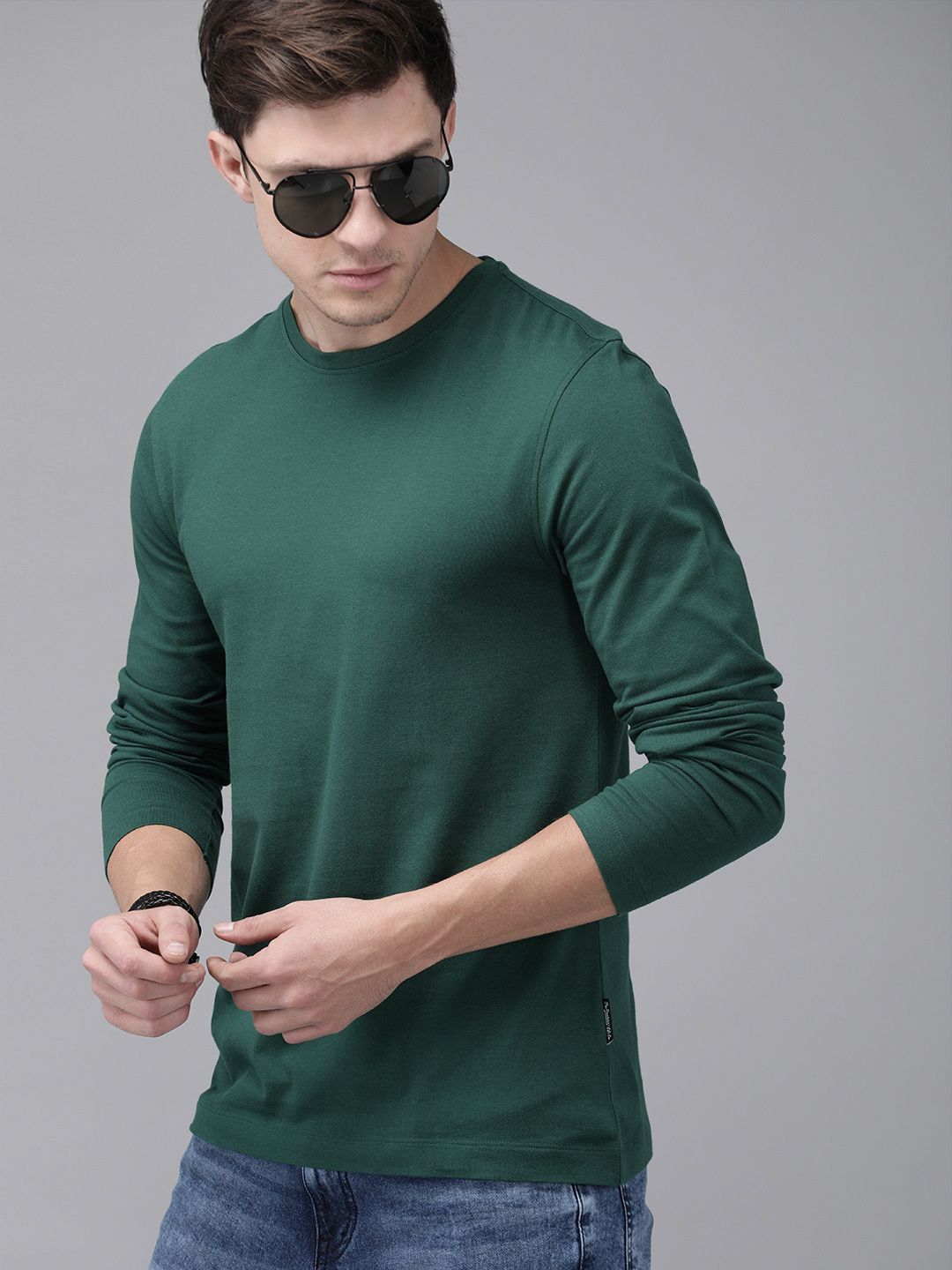 Solid Round Neck Pure Cotton T-shirt