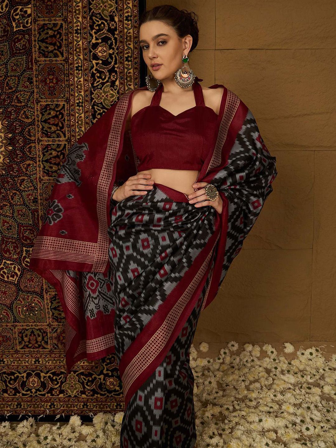 Ikat Silk Blend Saree